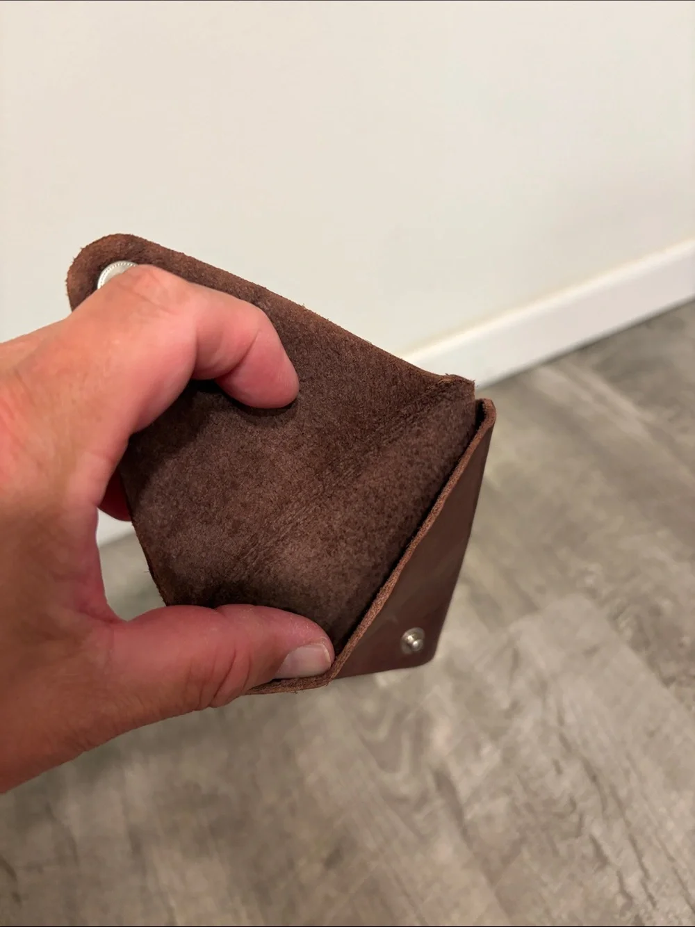 Devoucoux vintage 80s Ellie Dark Brown Triangle Leather Coin Pouch